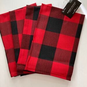 Robert Stanley Red & Black Buffalo Check Dinner Napkins Set of 4